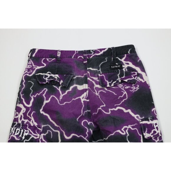 Vintage Y2K Streetwear Mens 32x29 Distressed Cat Lightning Cargo Pants Cotton - Picture 14 of 16